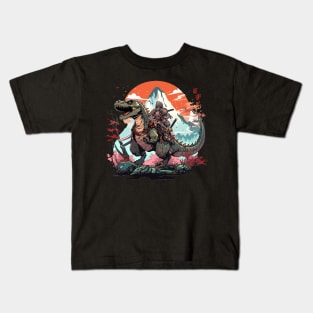 dinosaur and samurai Kids T-Shirt